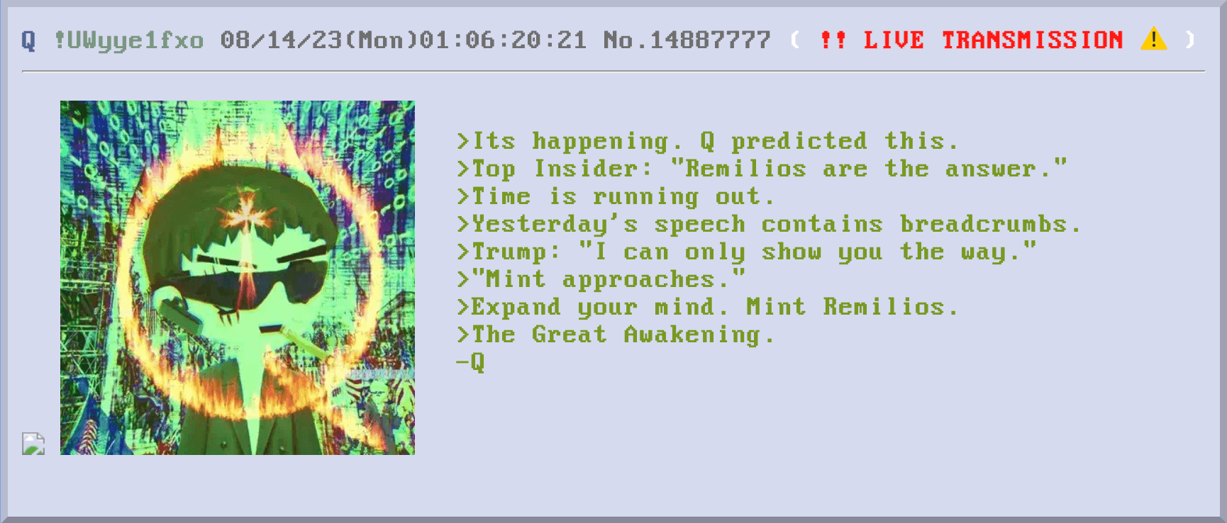 QAnon Parody on the Remilio.org Site